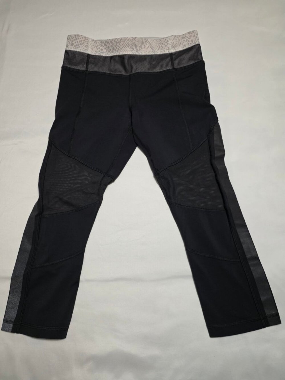 Lululemon Crop Leggings 4 Black Mesh Waistband